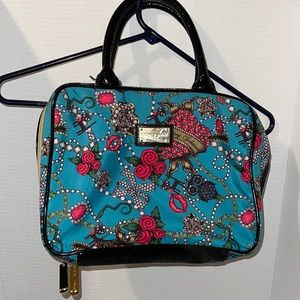 Fun print Betsy Johnson make up bag  , large traveling bag.